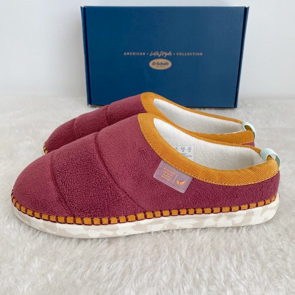 DR. SCHOLL'S Women's Cozy Vibes Slippers, Shearling, Burgundy, Size 8/8.5/9/9.5 - Picture 3 of 7